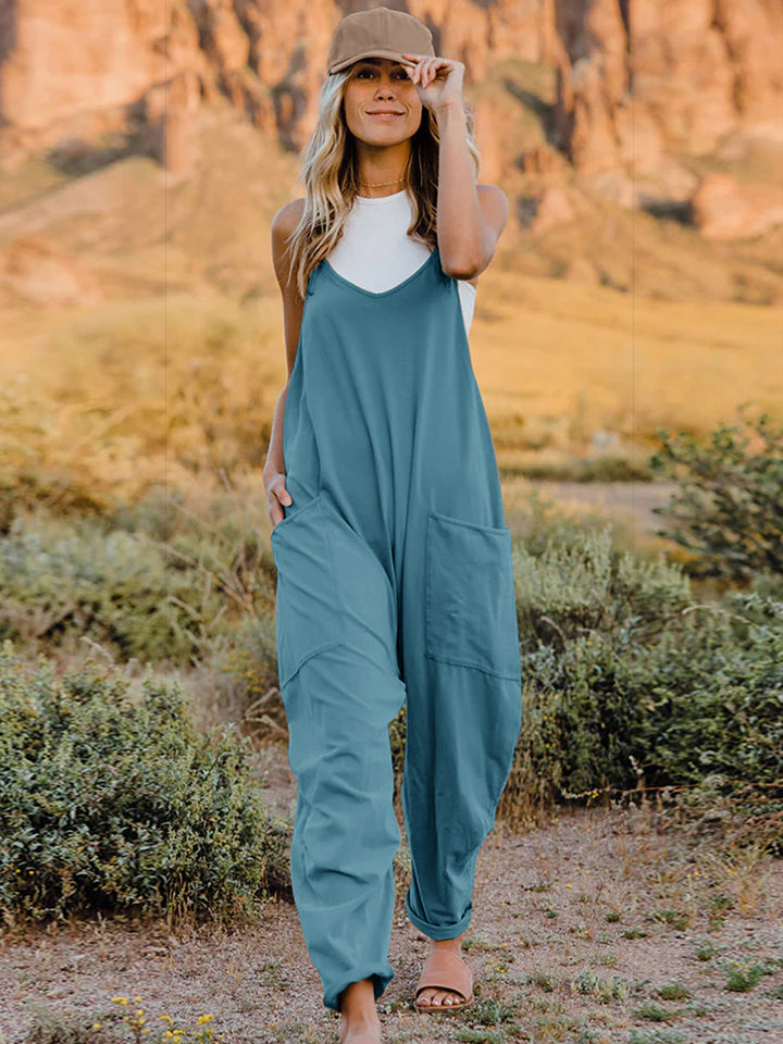 Double Take  V-Neck Sleeveless Jumpsuit with Pocket - nailedmoms