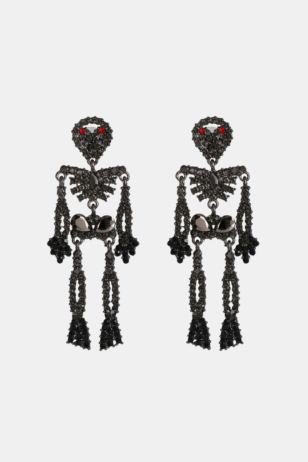 Skeleton Shape Glass Stone Dangle Earrings - nailedmoms