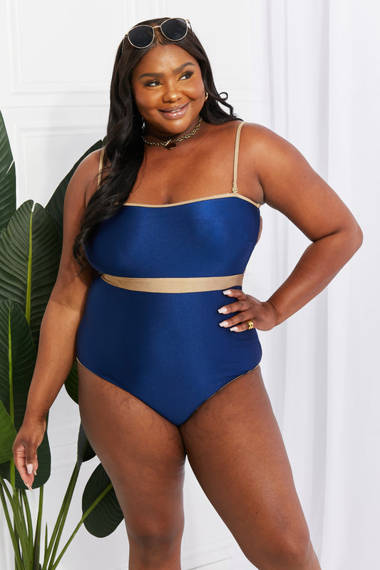 Marina West Swim Wave Break Contrast Trim One-Piece - nailedmoms