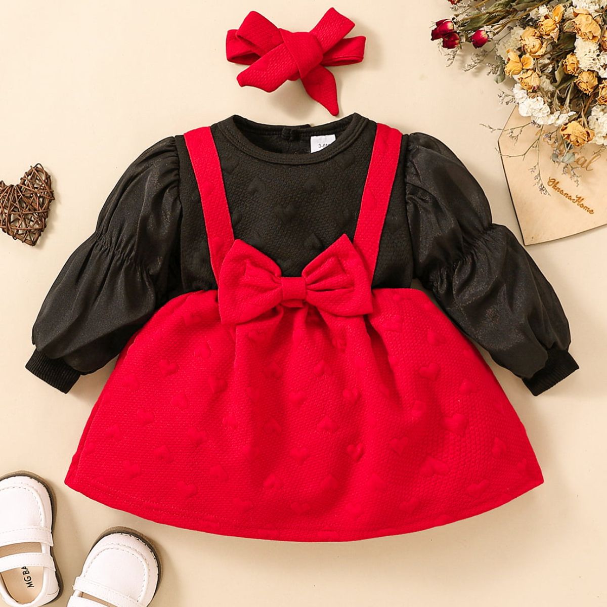 Baby Girl Two-Tone Bow Detail Dress - nailedmoms