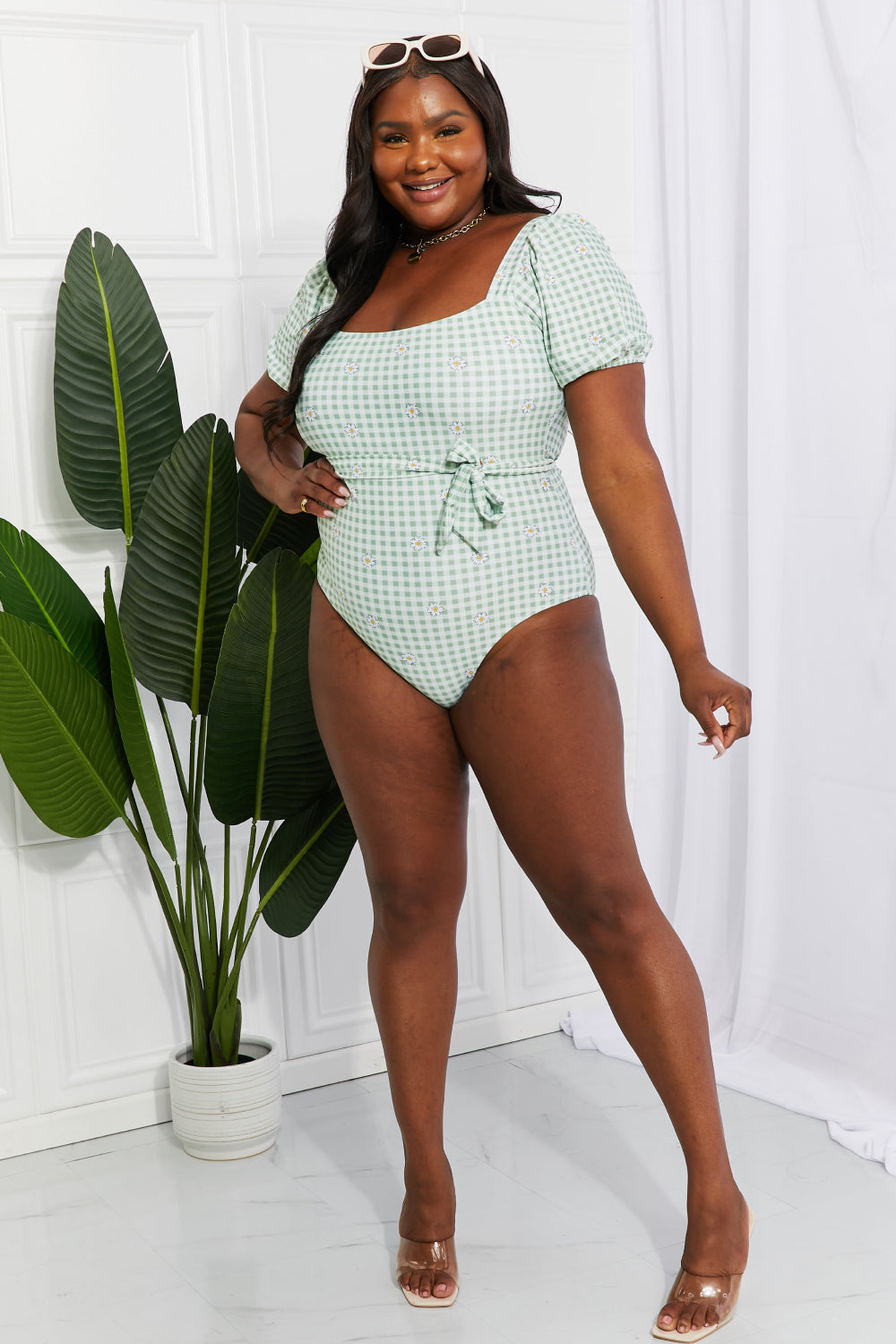 Marina West Swim Salty Air Puff Sleeve One-Piece in Sage - nailedmoms