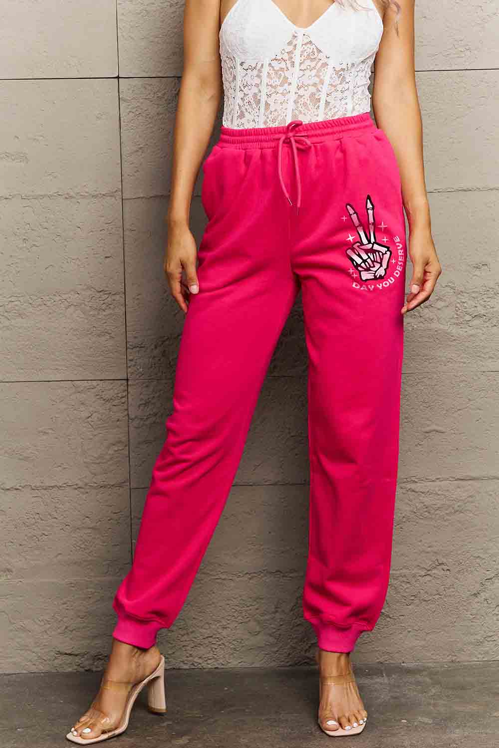 Simply Love Simply Love Full Size Drawstring DAY YOU DESERVE Graphic Long Sweatpants - nailedmoms