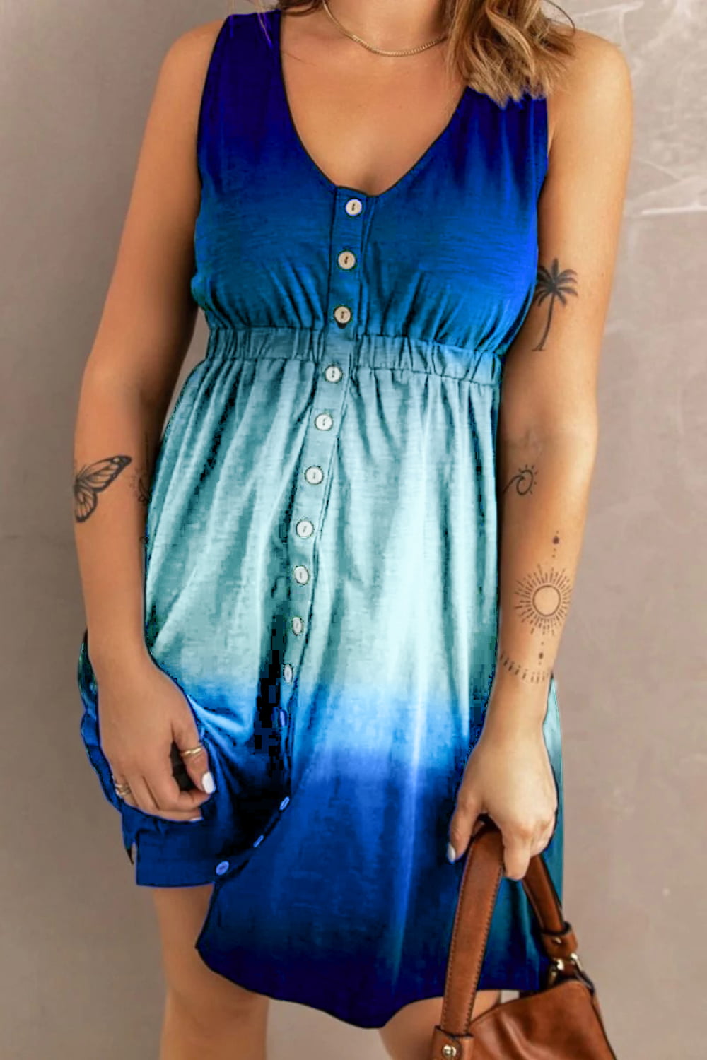 Double Take Scoop Neck Buttoned Sleeveless Magic Dress with Pockets - nailedmoms