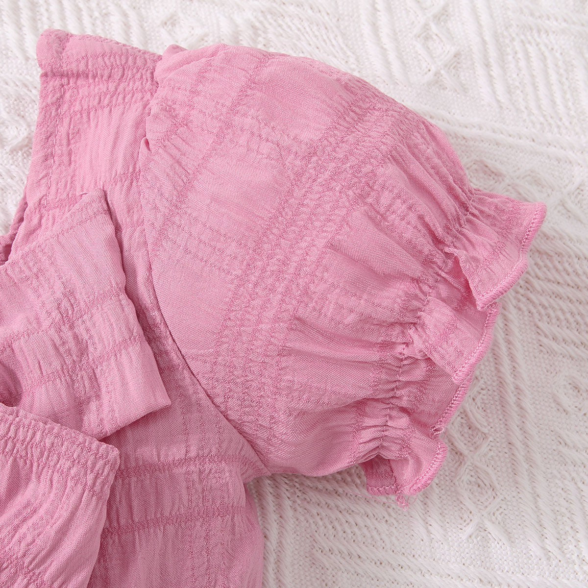 Kids Textured Bow Detail Top and Belted Shorts Set - nailedmoms