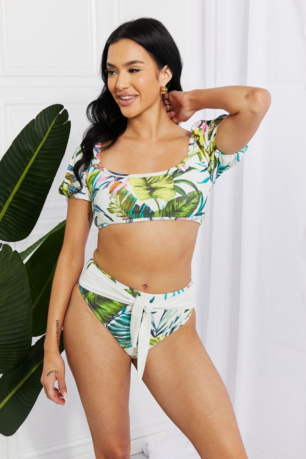 Marina West Swim Vacay Ready Puff Sleeve Bikini in Floral - nailedmoms
