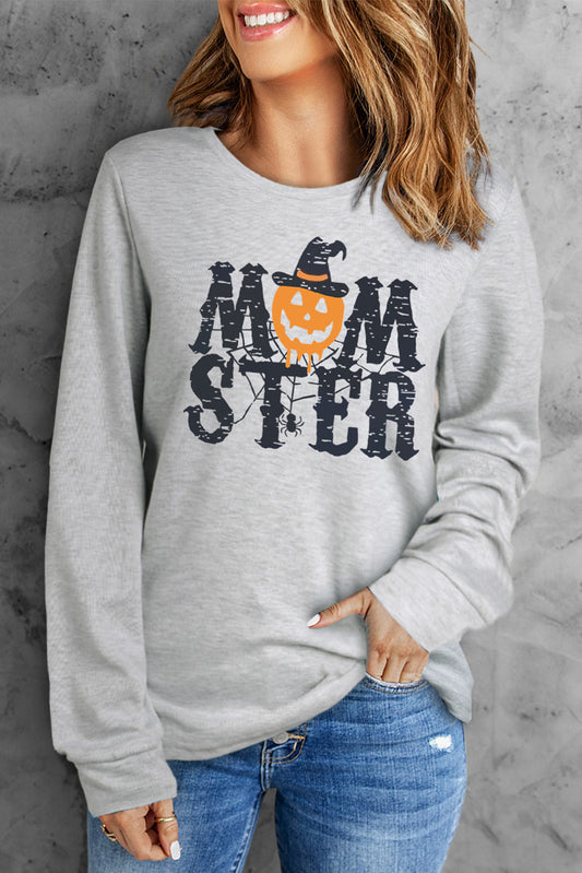 Round Neck Long Sleeve MOMSTER Graphic Sweatshirt - nailedmoms