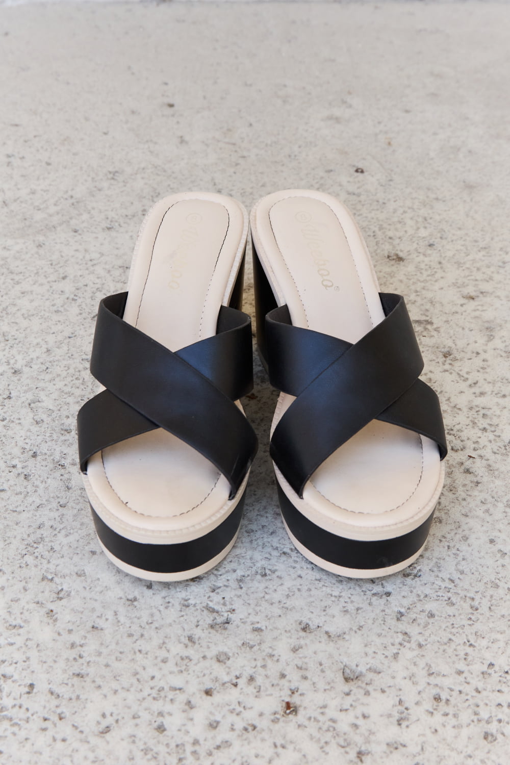 Weeboo Cherish The Moments Contrast Platform Sandals in Black - nailedmoms