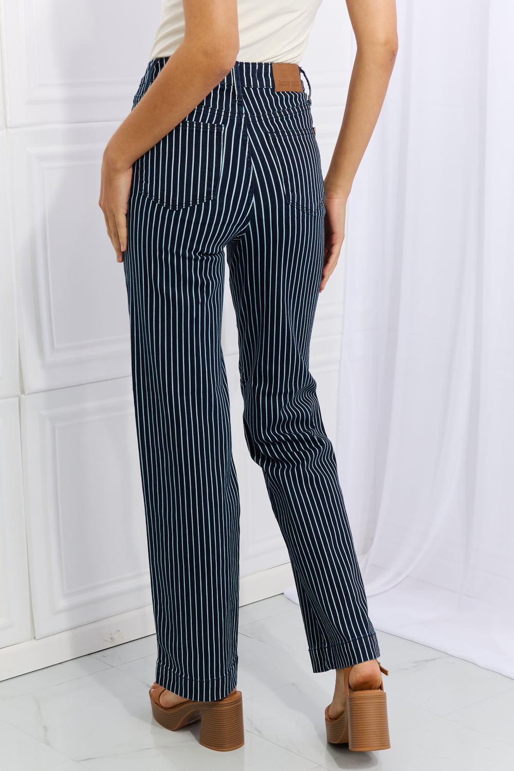 Judy Blue Cassidy Full Size High Waisted Tummy Control Striped Straight Jeans - nailedmoms