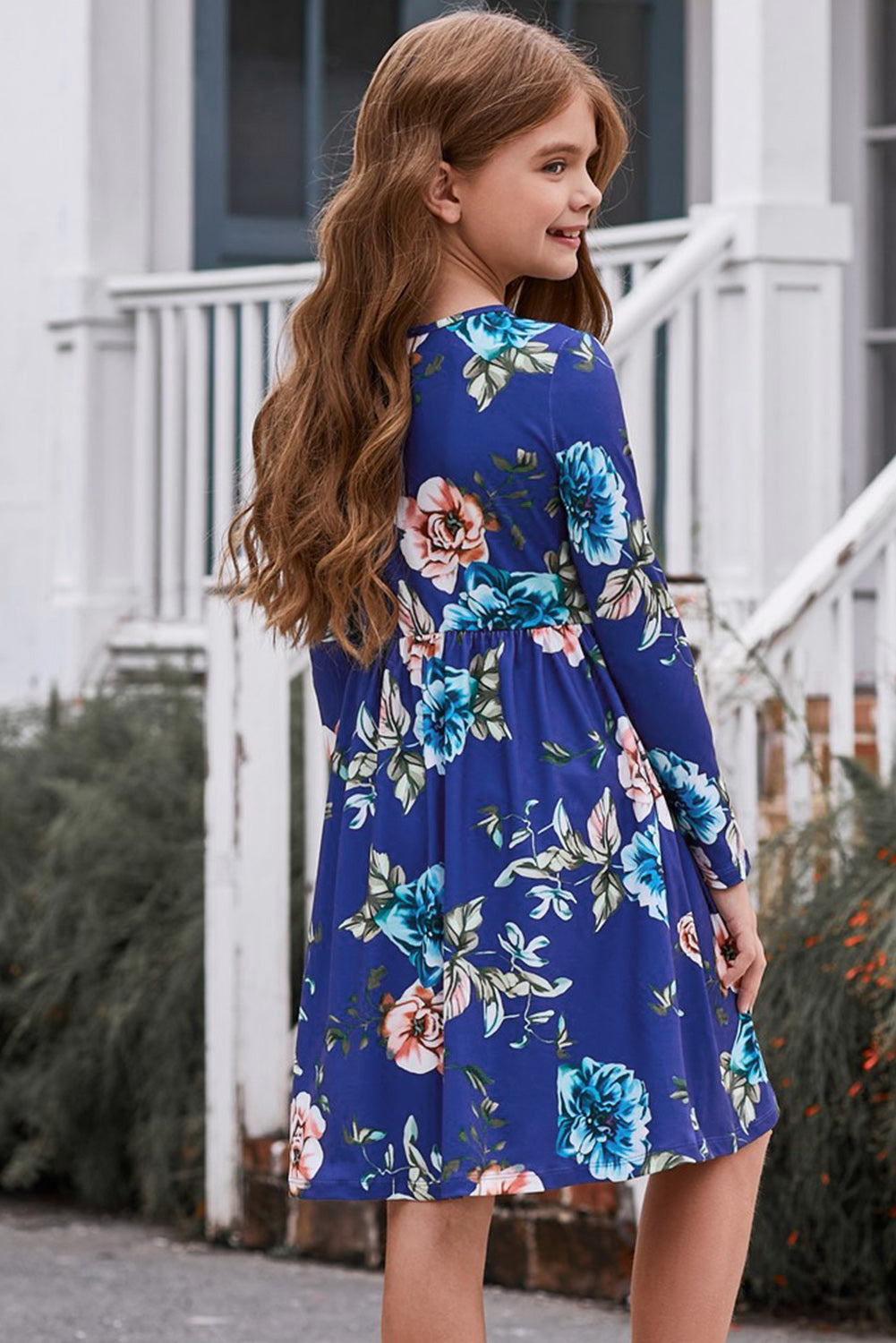 Girls Floral Long Sleeve Dress with Pockets - nailedmoms