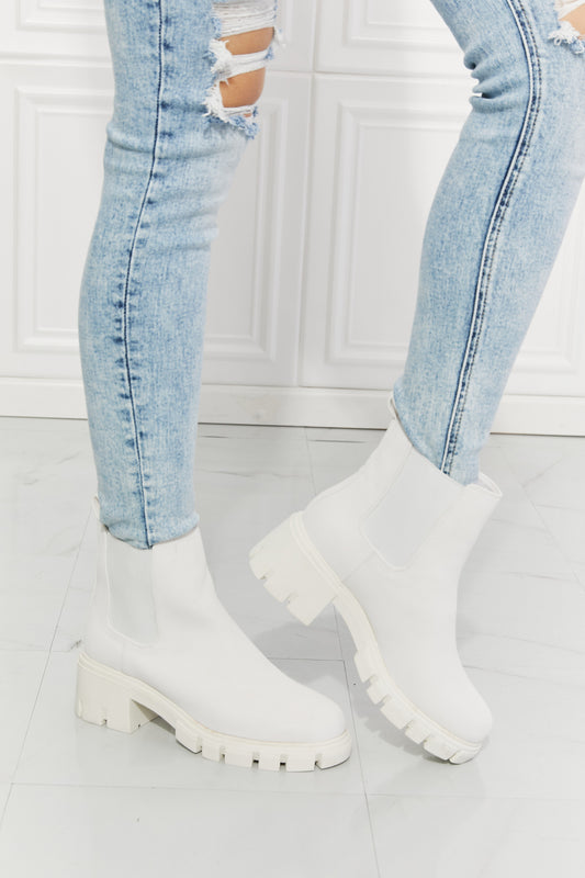 MMShoes Work For It Matte Lug Sole Chelsea Boots in White - nailedmoms