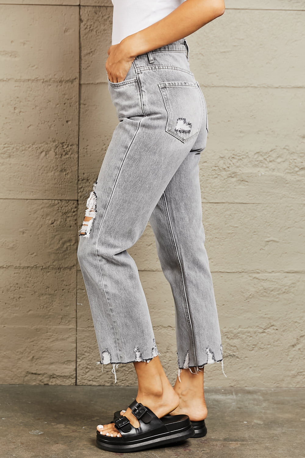 BAYEAS High Waisted Cropped Mom Jeans - nailedmoms