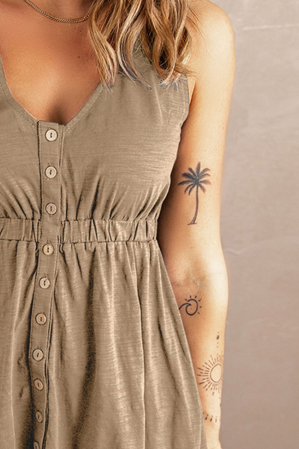 Sleeveless Button Down Mini Dress - nailedmoms
