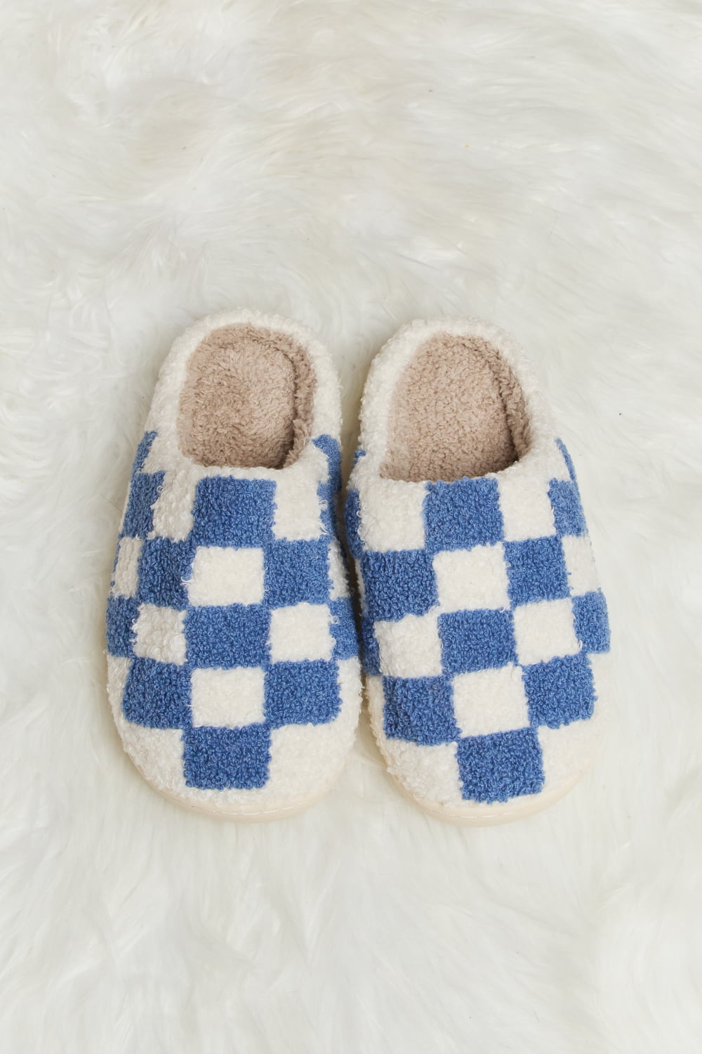 Melody Checkered Print Plush Slide Slippers - nailedmoms