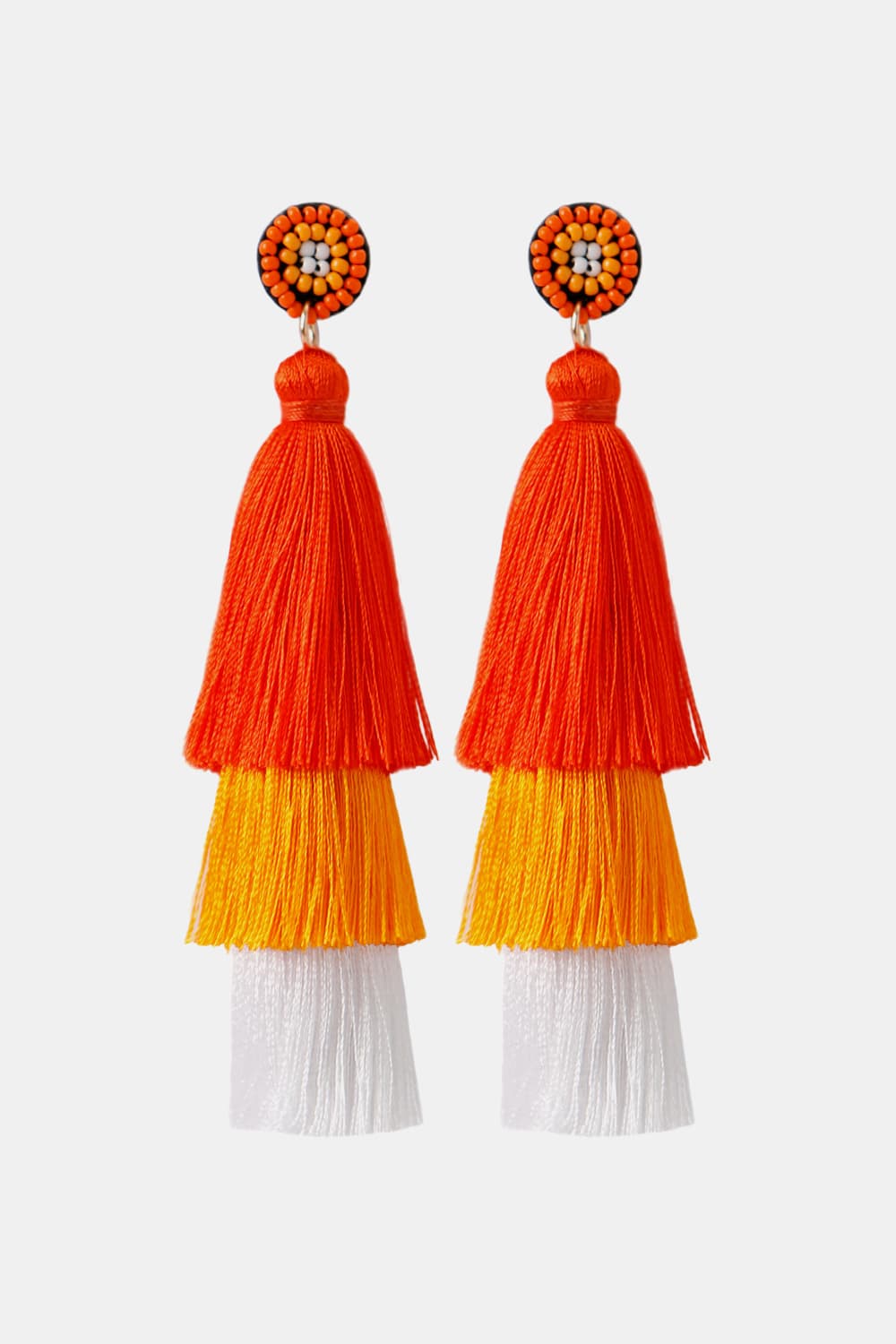 Baeds Detail Triple Layered Tassel Earring - nailedmoms