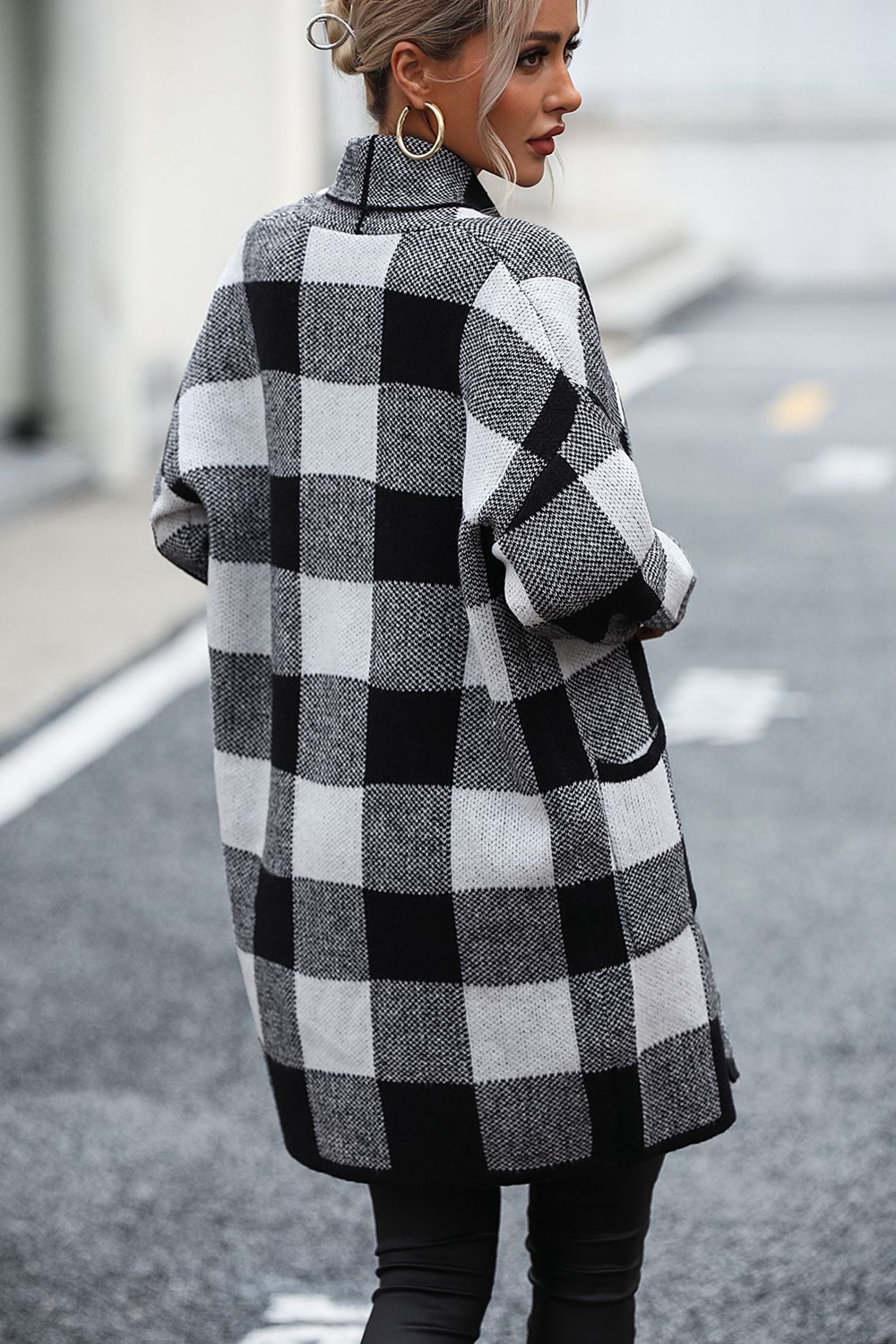 Plaid Dropped Shoulder Cardigan with Pocket - nailedmoms