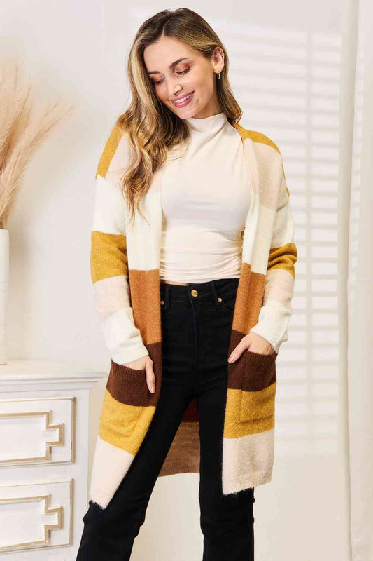 Woven Right Color Block Dropped Shoulder Cardigan - nailedmoms