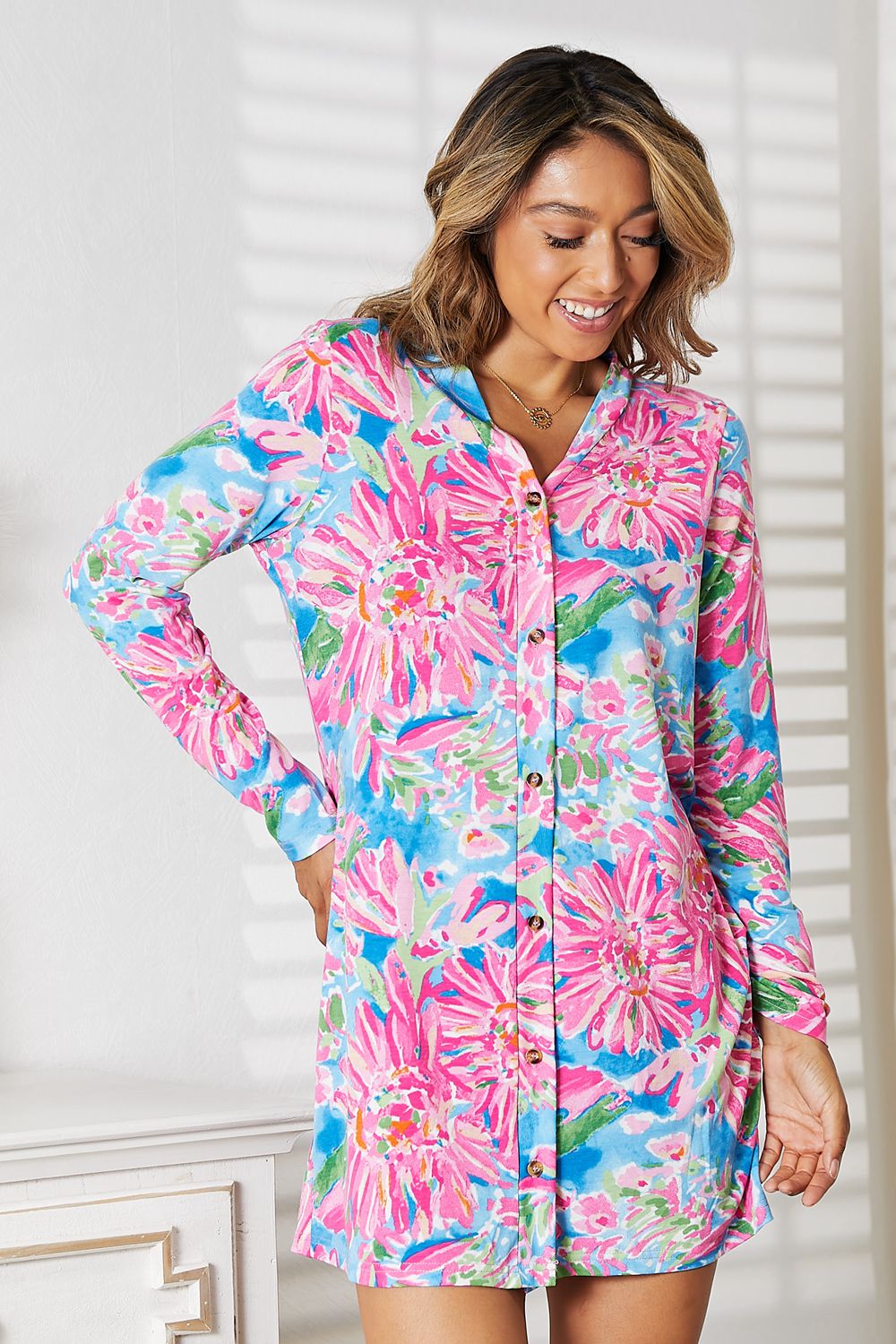Double Take Floral Open Front Long Sleeve Cardigan - nailedmoms