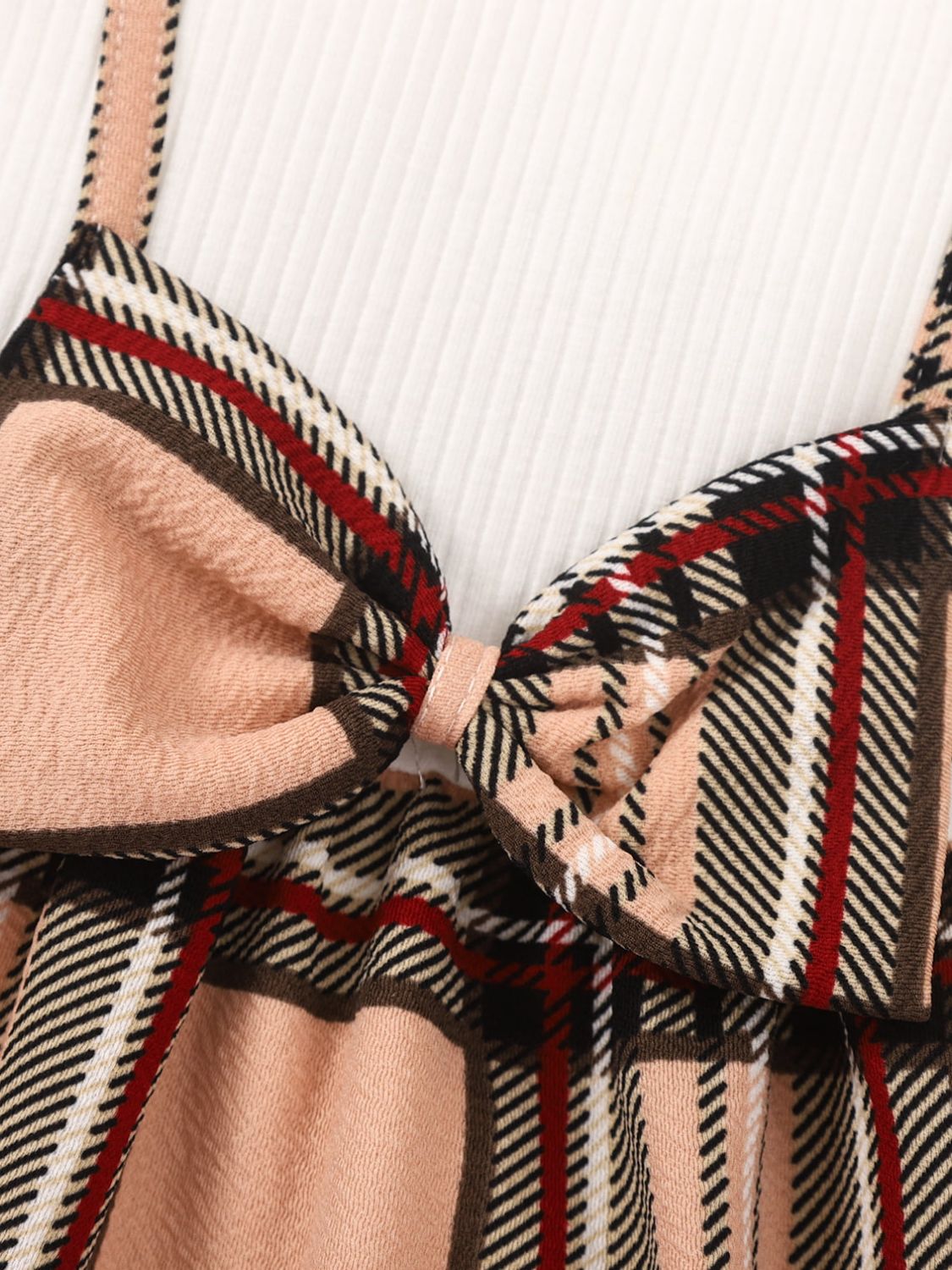 Girls Plaid Bow Detail Ribbed Dress - nailedmoms