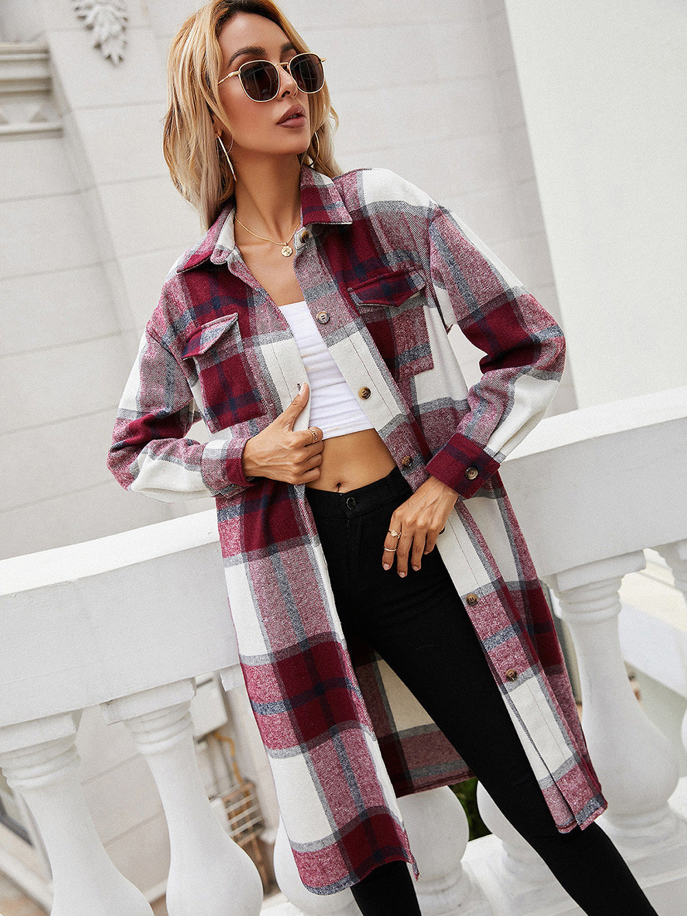 Plaid Longline Shirt Jacket - nailedmoms