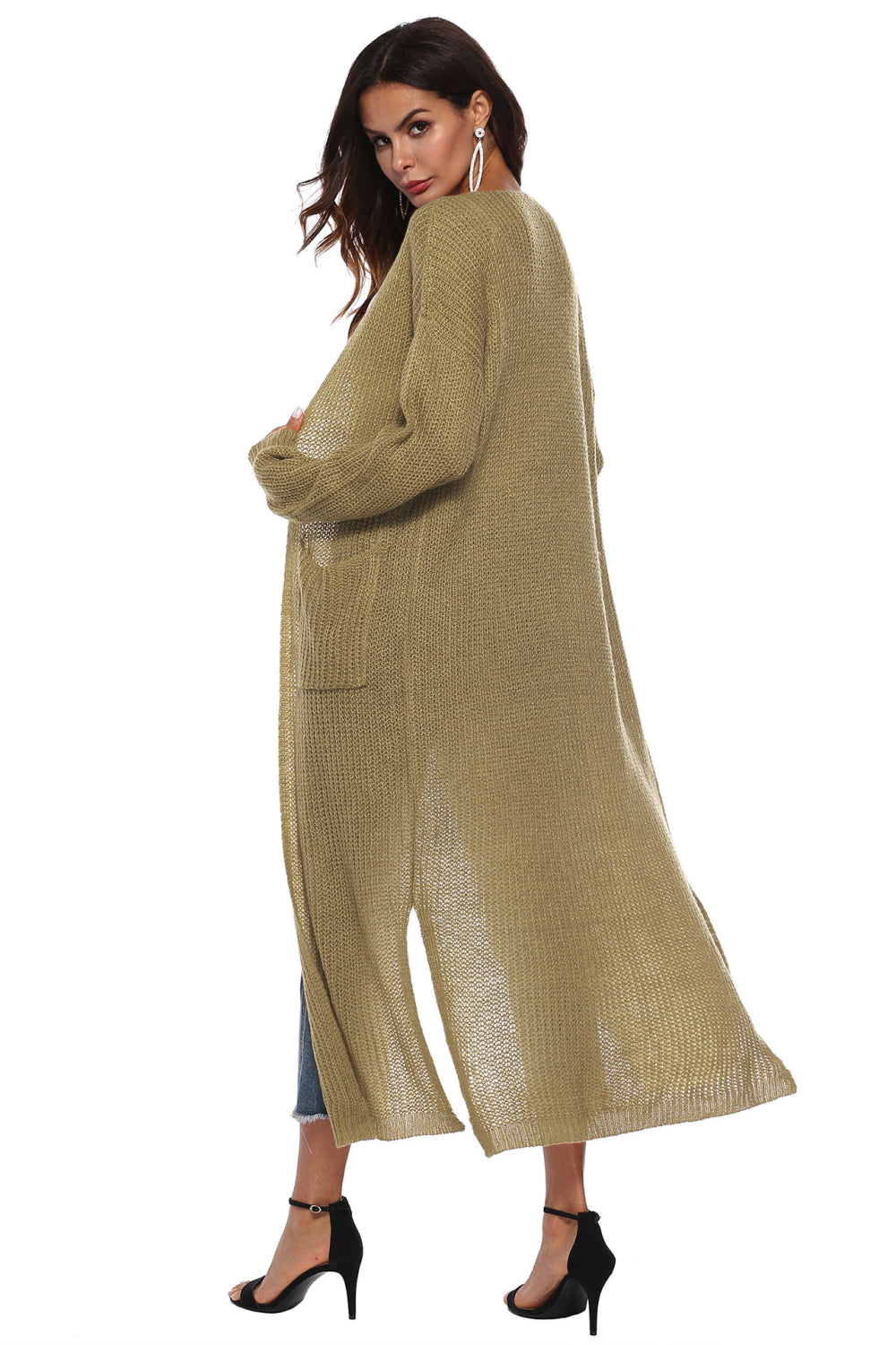 Long Sleeve Open Front Buttoned Cardigan - nailedmoms