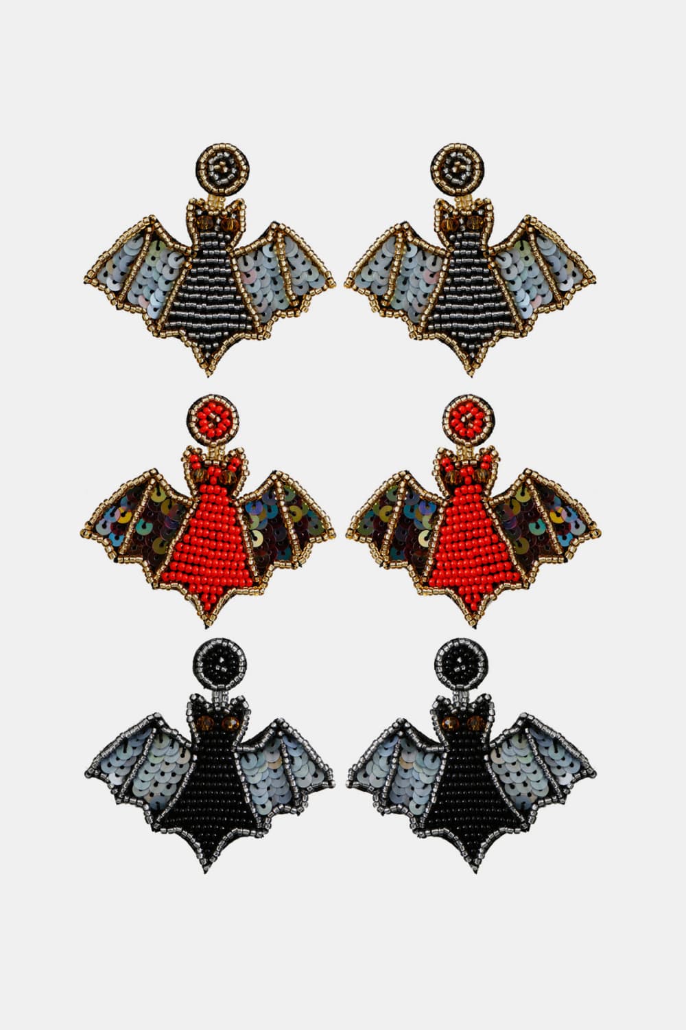 Bat Shape Beaded Dangle Earrings - nailedmoms