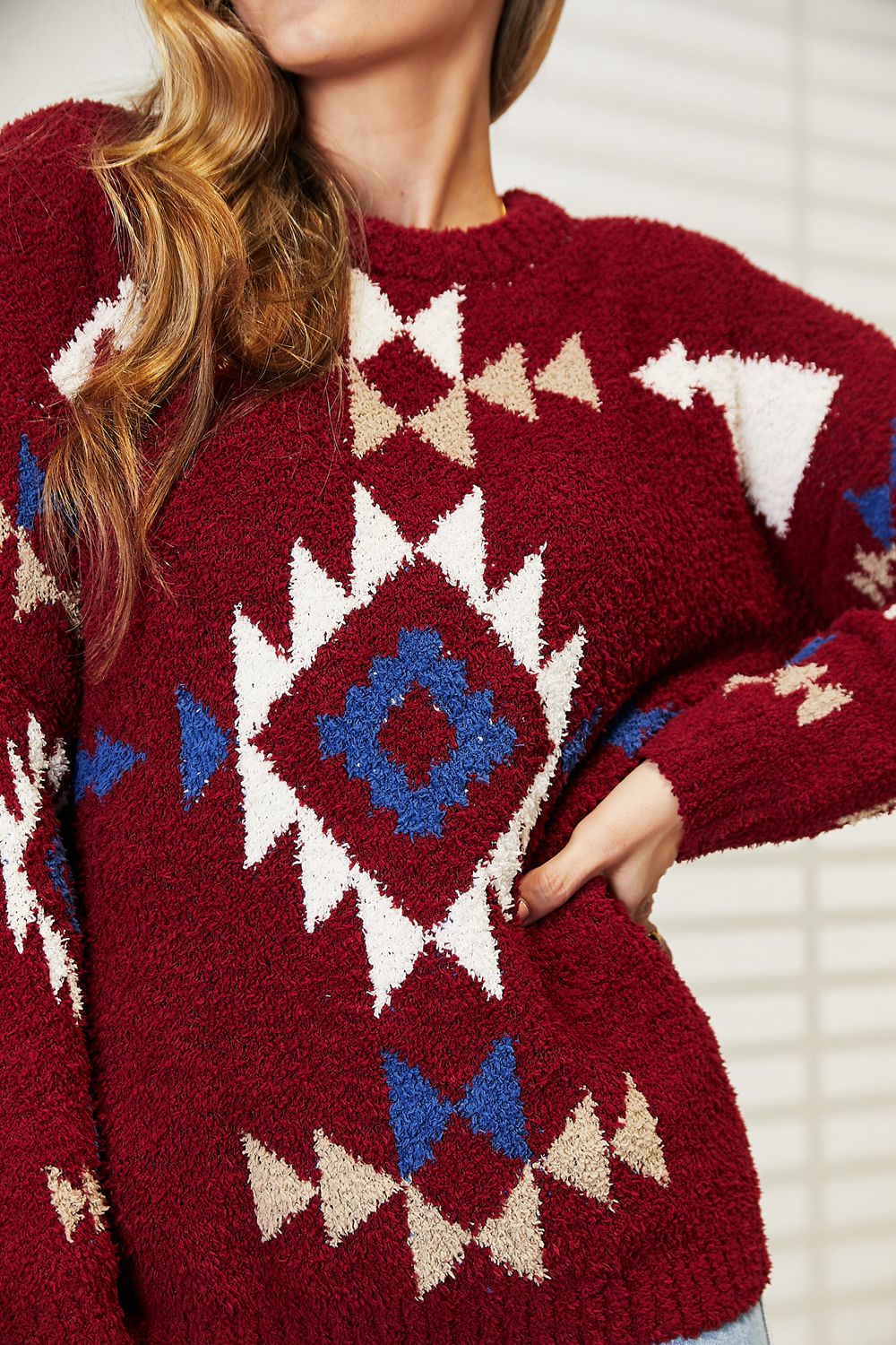 HEYSON Full Size Aztec Soft Fuzzy Sweater - nailedmoms