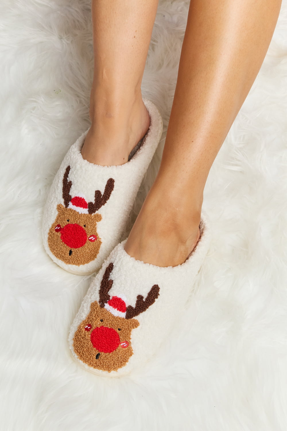 Melody Rudolph Print Plush Slide Slippers - nailedmoms