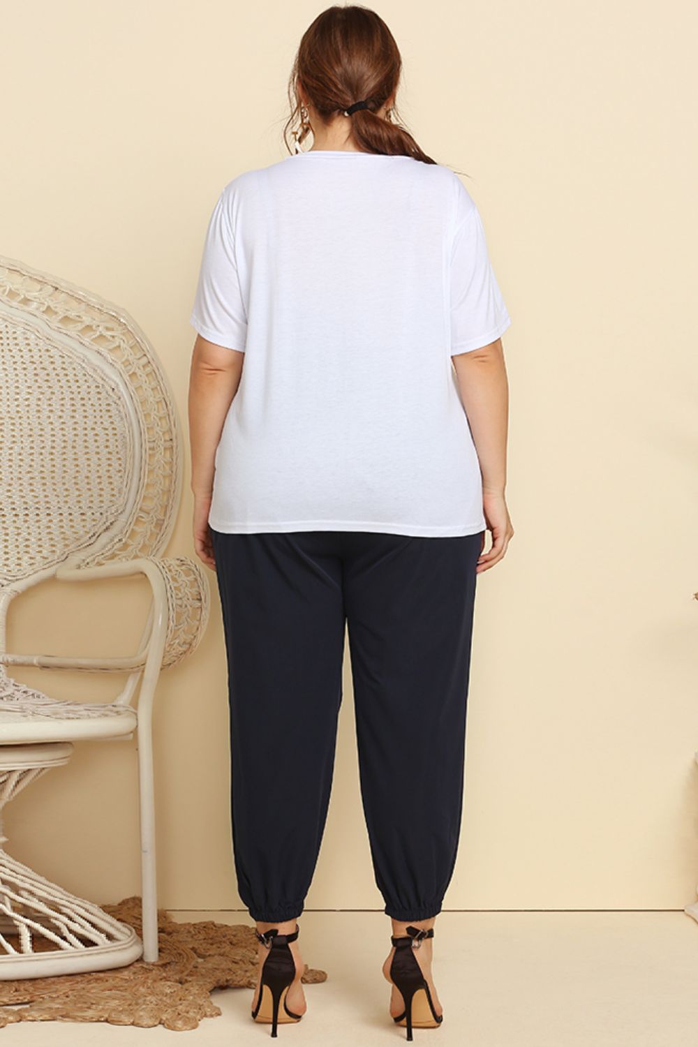 Graphic Tee and Belted Paperbag Joggers Set - nailedmoms