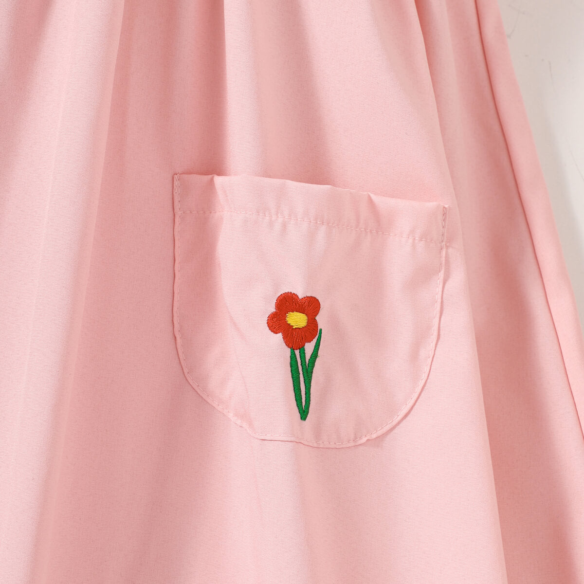 Girls Embroidered Lace Trim Round Neck Dress - nailedmoms