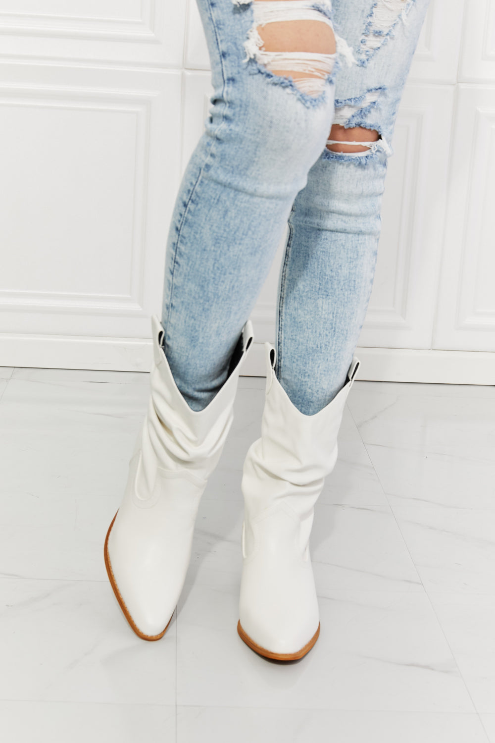 MMShoes Better in Texas Scrunch Cowboy Boots in White - nailedmoms
