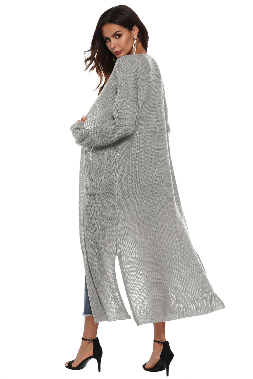 Long Sleeve Open Front Buttoned Cardigan - nailedmoms