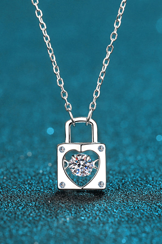 Moissanite Lock Pendant Necklace - nailedmoms