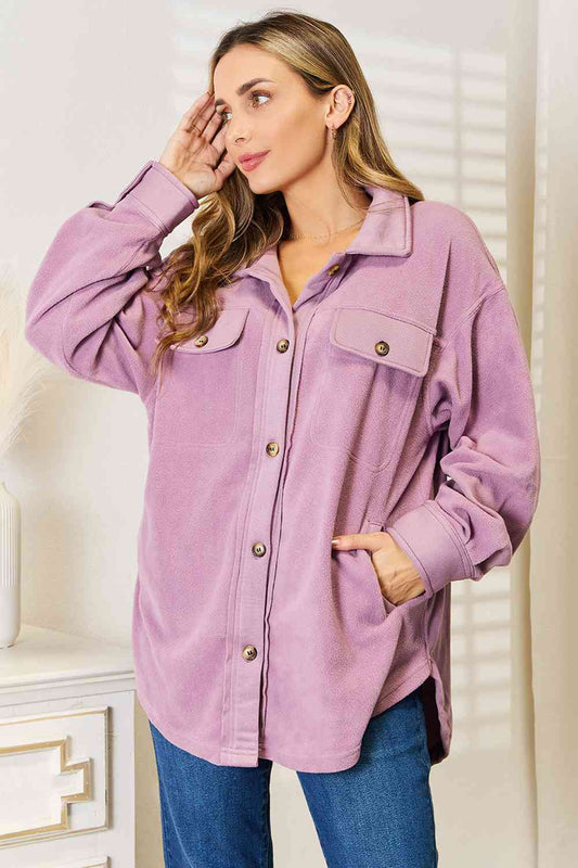 Heimish Cozy Girl Full Size Button Down Shacket - nailedmoms