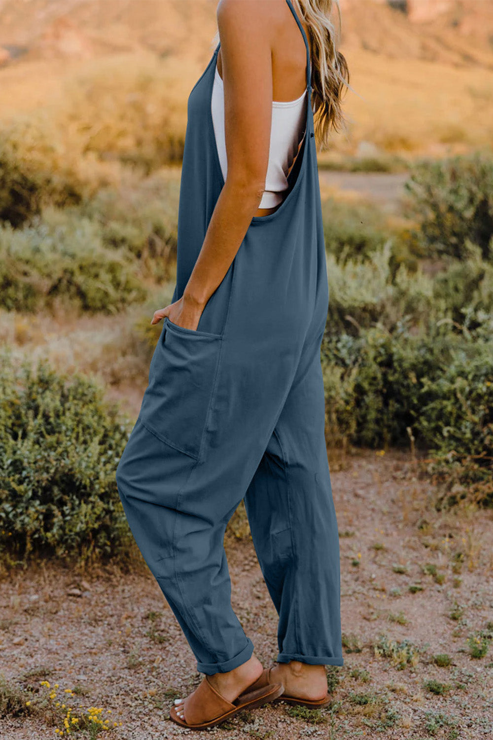 Double Take  V-Neck Sleeveless Jumpsuit with Pocket - nailedmoms