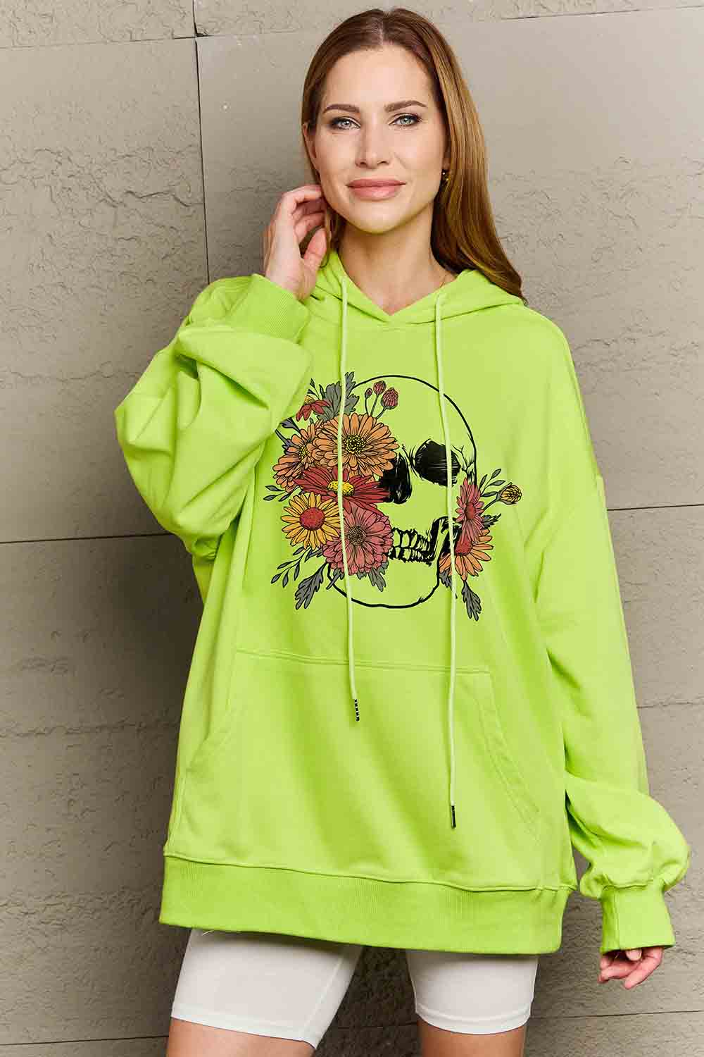 Simply Love Simply Love Full Size Floral Skull Graphic Hoodie - nailedmoms