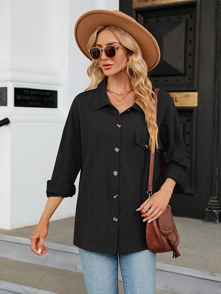 Collared Neck Buttoned Shirt - nailedmoms