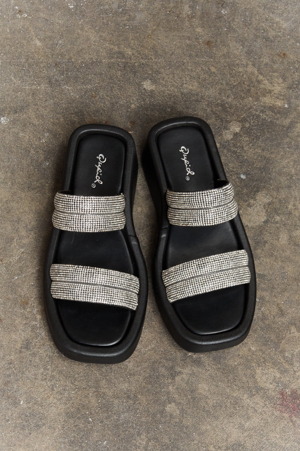 Qupid Bright Mind Platform Wedge Rhinestone Sandal - nailedmoms