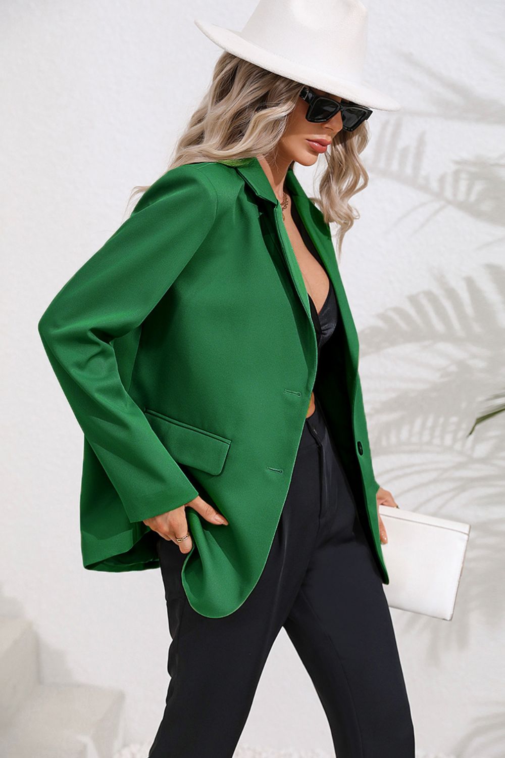Lapel Collar Long Sleeve Blazer - nailedmoms