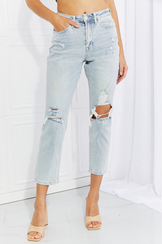VERVET Stand Out Full Size Distressed Cropped Jeans - nailedmoms