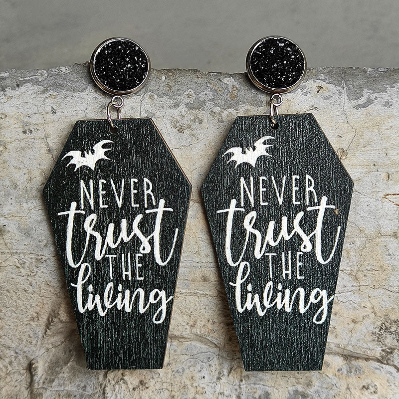 Coffin Shape Wooden Dangle Earrings - nailedmoms