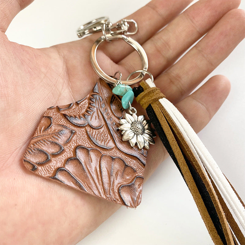 Turquoise Fringe Detail Key Chain - nailedmoms