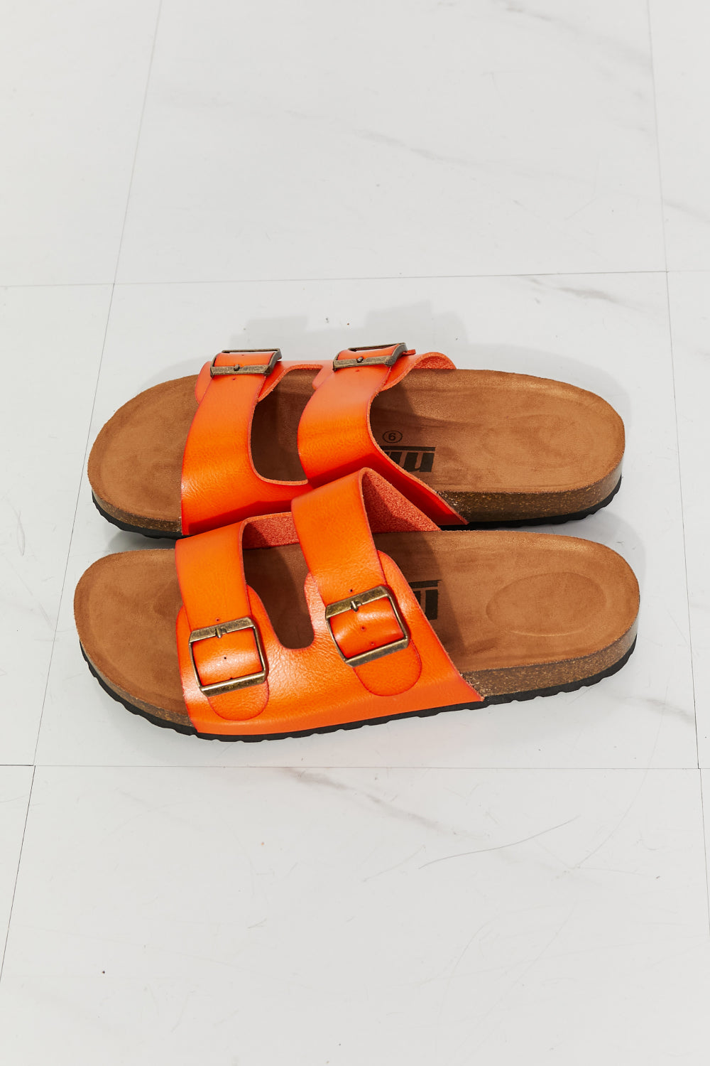 MMShoes Feeling Alive Double Banded Slide Sandals in Orange - nailedmoms