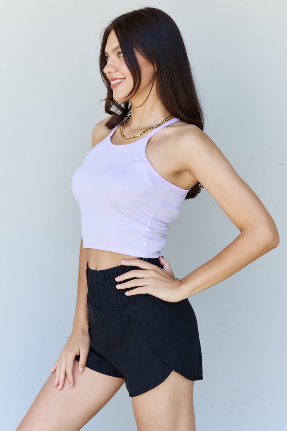 Ninexis Everyday Staple Soft Modal Short Strap Ribbed Tank Top in Lavender - nailedmoms