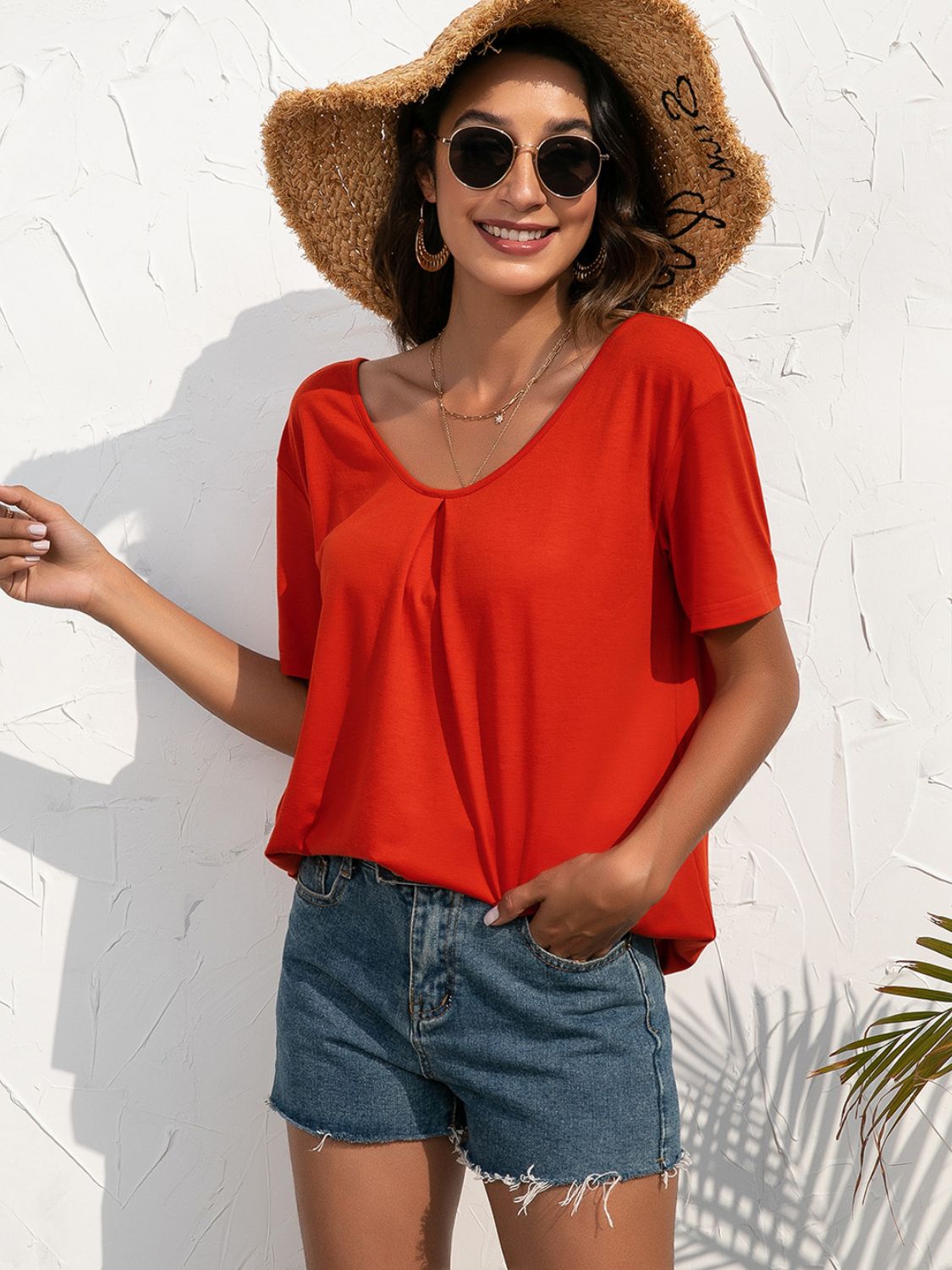 Lace Trim Short Sleeve Top - nailedmoms