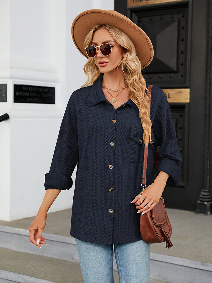 Collared Neck Buttoned Shirt - nailedmoms