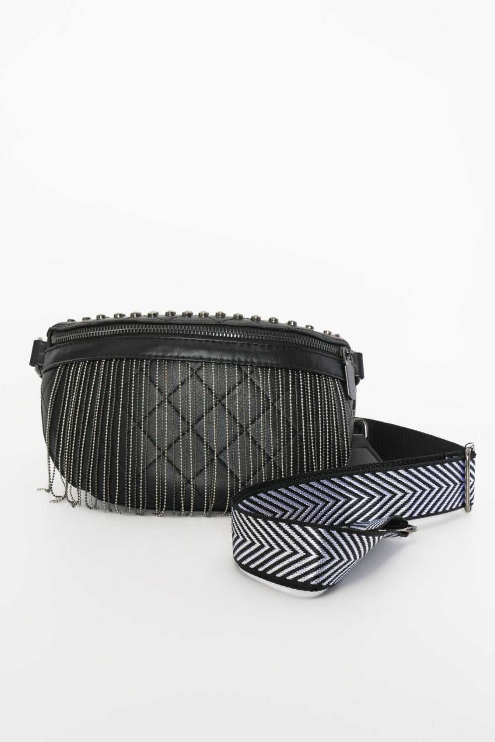 PU Leather Studded Sling Bag with Fringes - nailedmoms