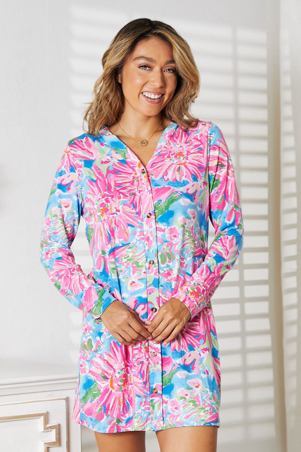 Double Take Floral Open Front Long Sleeve Cardigan - nailedmoms