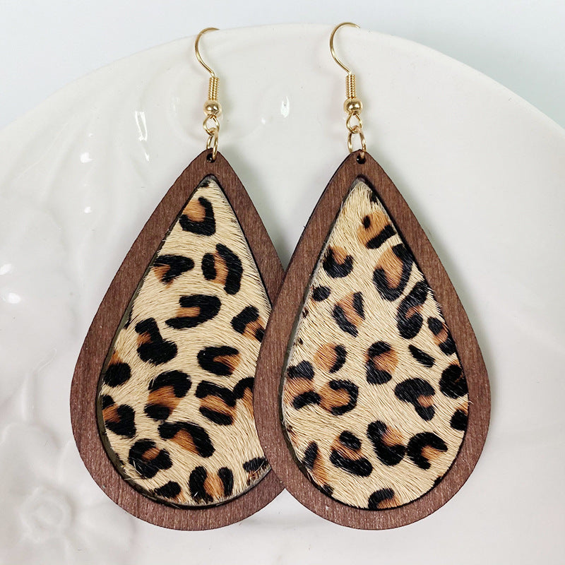 Teardrop Shape Wooden Dangle Earrings - nailedmoms