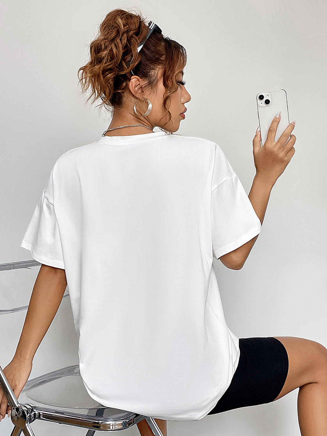 Round Neck Short Sleeve Ghost Graphic T-Shirt - nailedmoms