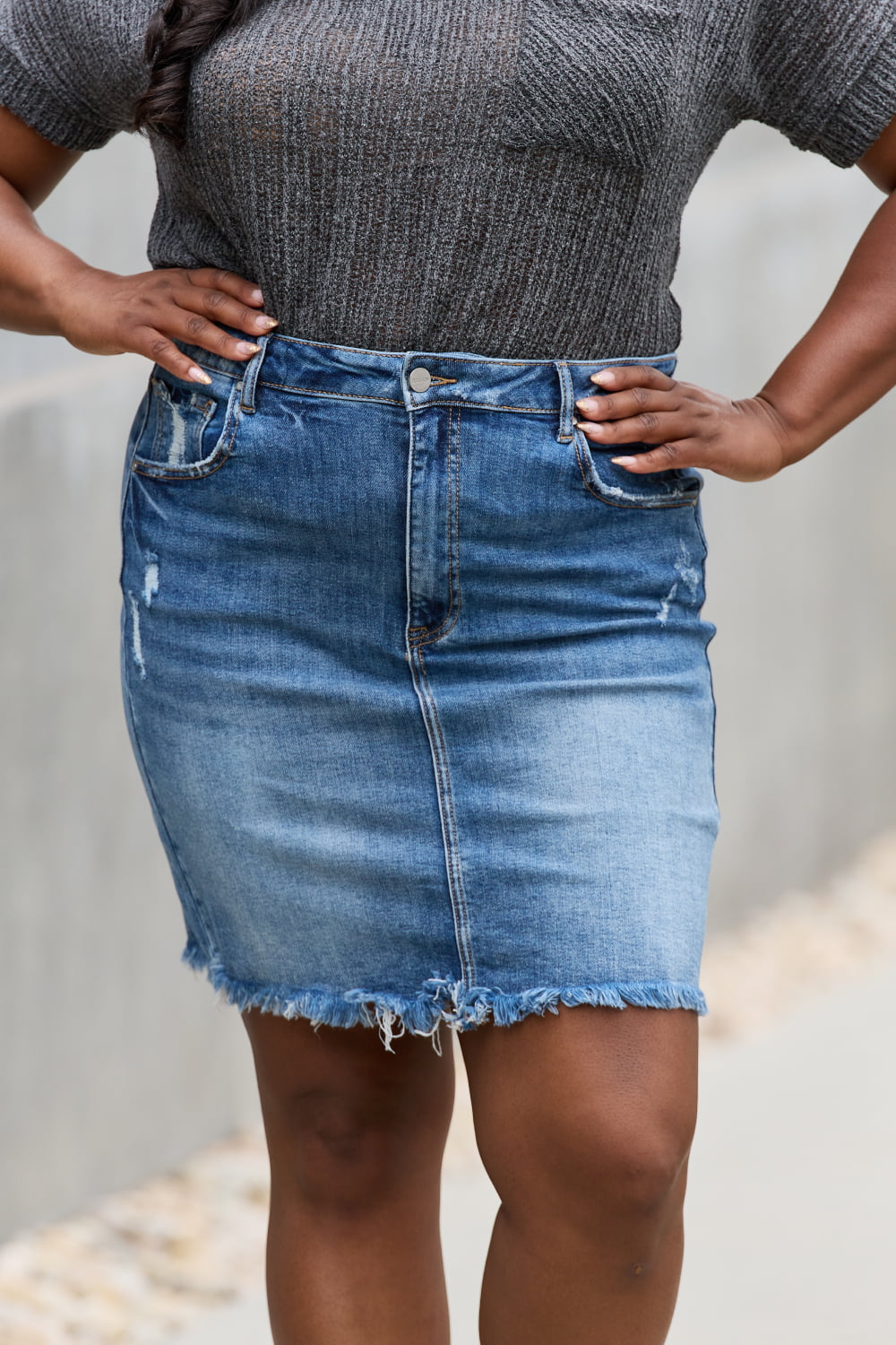 RISEN Amelia Full Size Denim Mini Skirt - nailedmoms